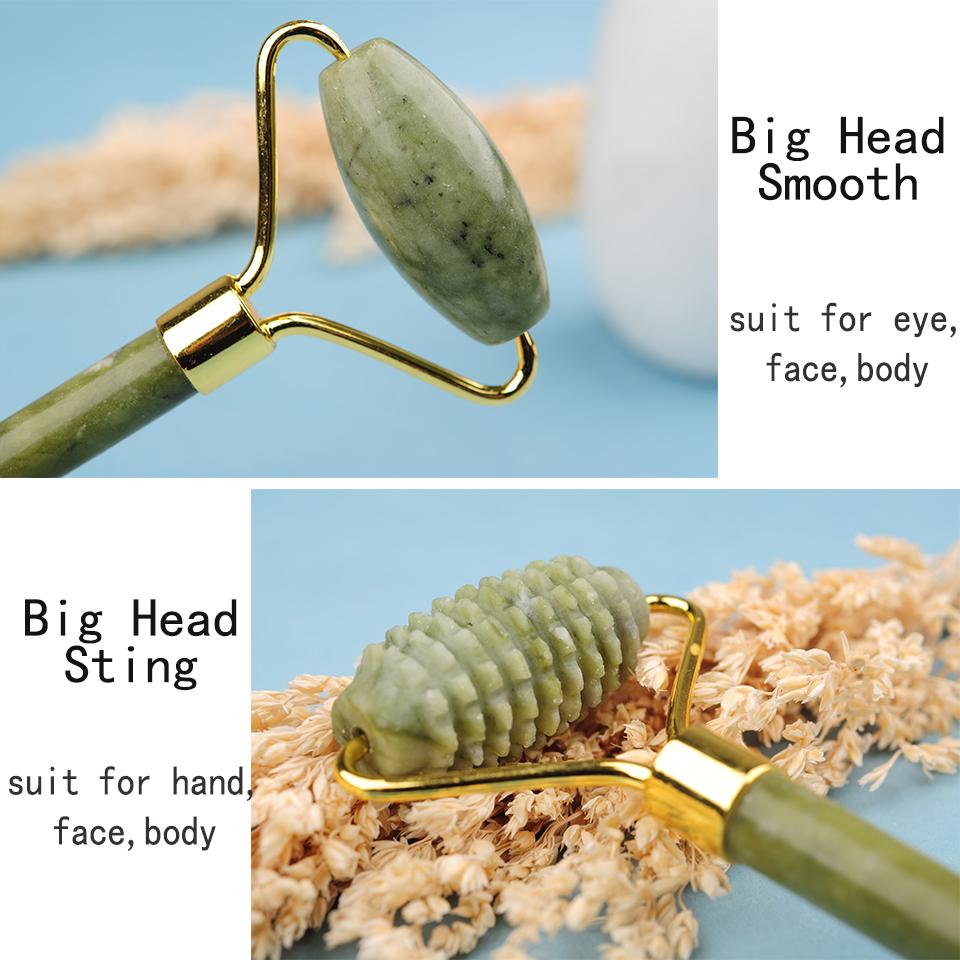 Massager For Face Lift Up Jade Stone Roller White Quartz Natural Crystal Stone Slimming Thin Chin Facial Skin Care Tool
