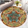 Круглый ковер для гостиной с этническими цветами для спальни, противоскользящий винтажный напольный коврик, украшение для дома