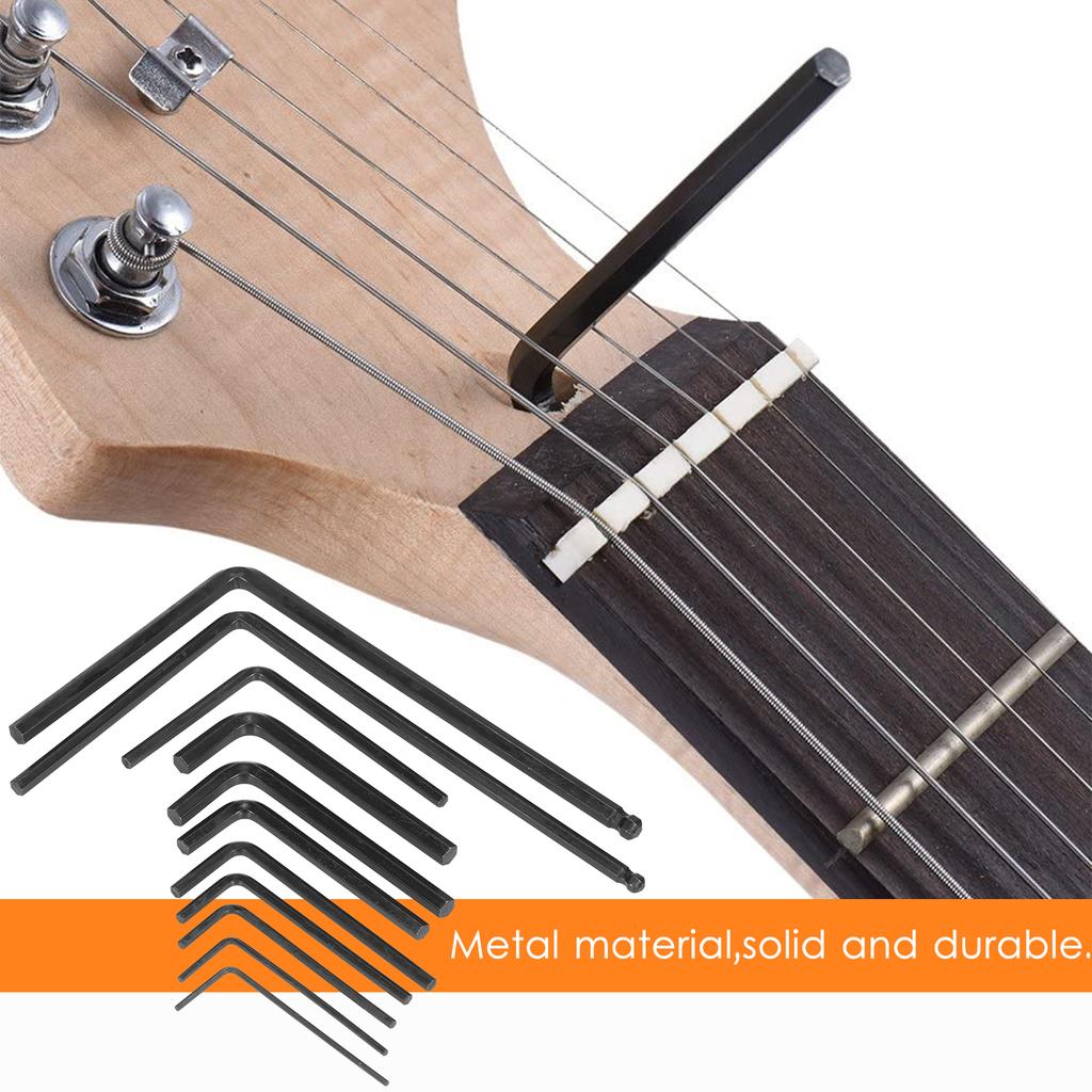 Набор из 11 гитарных ключей, гитарные внутренние шестигранные ключи с удлиненными шарообразными шестигранными ключами 4 и 5 мм, шестигранные ключи