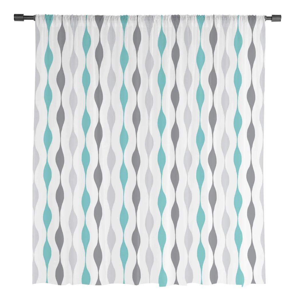 Тюлевые шторы с геометрическими полосками для гостиной, шифоновая вуаль, прозрачная оконная занавеска для спальни