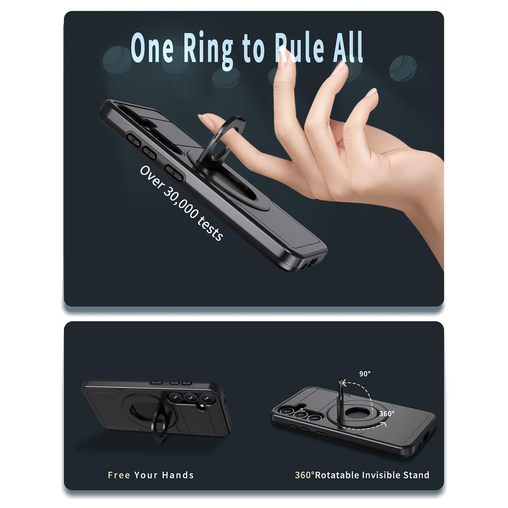 For Samsung Galaxy S25/S24 Magnetic Case Ring Kickstand PC+TPU Phone Cover
