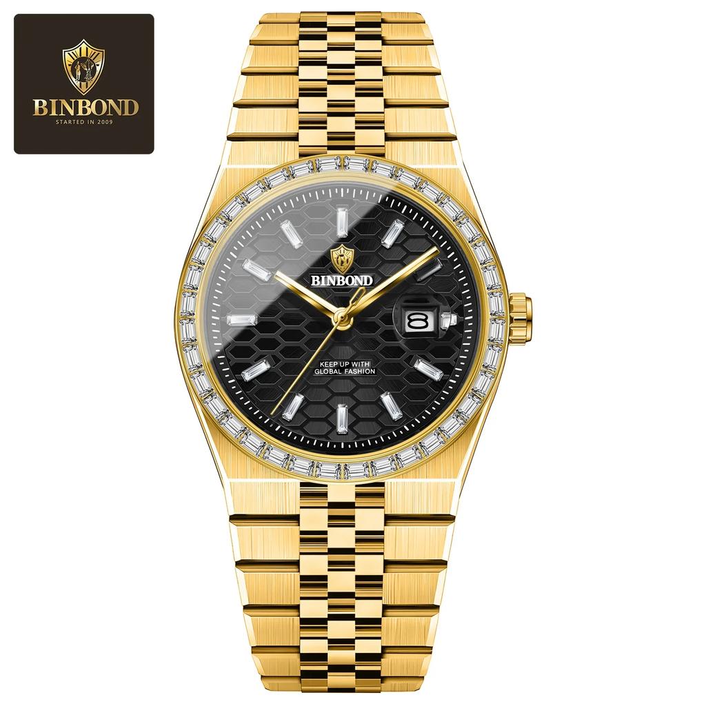 BINBOND Brand Luxury Business High Quality Men's Quartz Watch Waterproof Luminous Date Fashion Casual Watch For Male Clock
