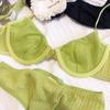 Summer 6 Color Women Underwear Sexy French Bralette Push Up Bra Set Ultra Thin Thread Fabric Breathable Lingerie With Thong Sets