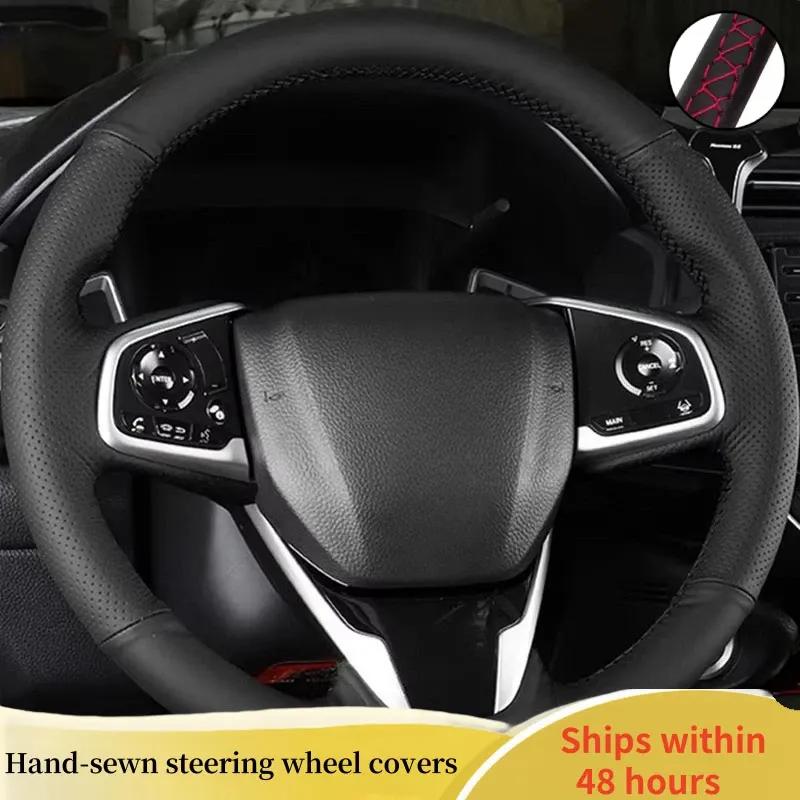 Car Steering Wheel Cover Microfiber Leather For Honda Civic 10 2016- CRV 2017- Steering Wheel Braid Car Accessory