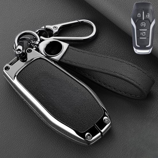 Zinc Alloy Leather Car Remote Key Fob Case Cover Holder For Lincoln MKC MKX MKZ
