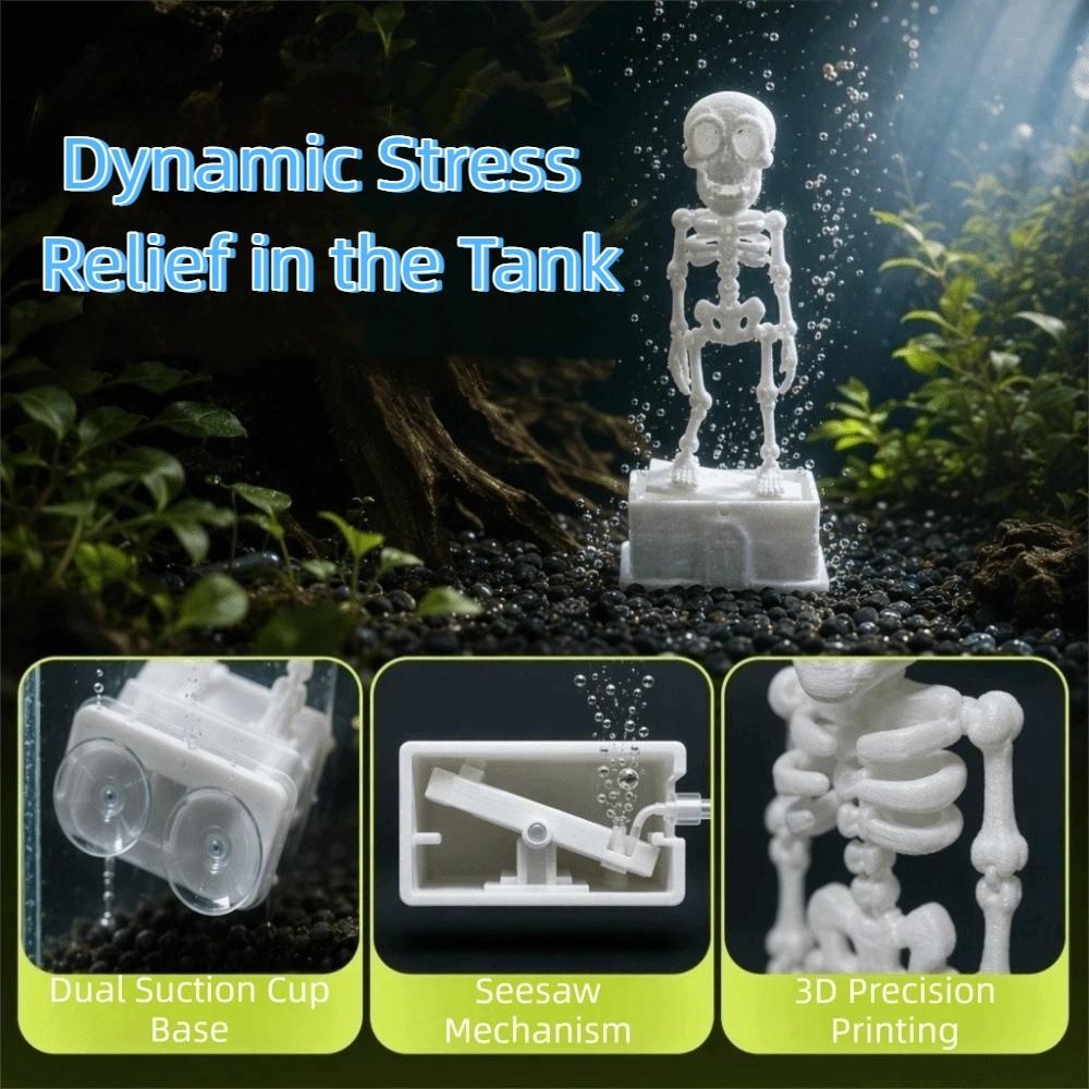 with Pipe Suction Cup Fish Tank Dance Skull Bubbler Wiggling Skeleton Statue Aquatic Products