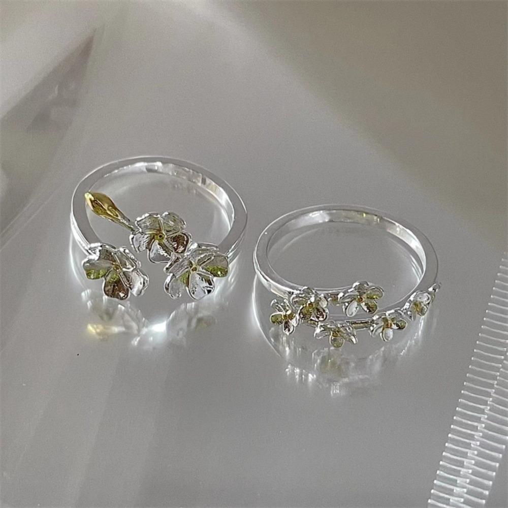 2pcs Adjustable Finger Rings Crystal Jewelry Accessories Korean Opening Ring Women