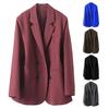 Women Suit Coat Lapel Long Sleeve Double Breasted Suit Jacket with Pockets Solid Color Loose Fit