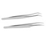 2pcs Eyelash Extension Tweezers Set Firmly Clamp Curved Tip Stainless Steel False Eyelashes Applicator Tool