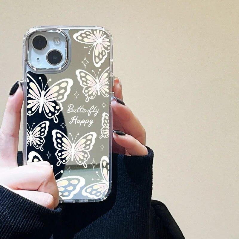 Clouds Stars Mirror Phone Case For iPhone 15 Pro Max Case For iPhone 11 12 13 14 Pro Max XR X XS Max Shockproof Back Cover Funda