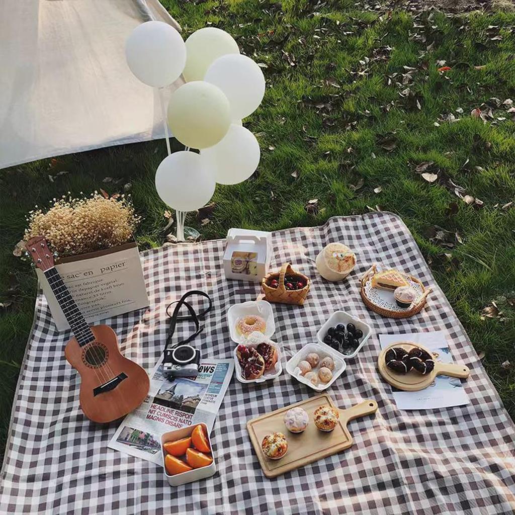 JIANDO Пикник Пикник Для Клетчатый Легко к Легко к Водонепроницаемый и Влагостойкий Спорт Сакура На открытом воздухе Катастрофа Легко к Легко к Коричневый x Белый