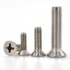 Stainless Steel Phillips Countersunk Machine Screws M2-M5, Flat Tail, Full Thread