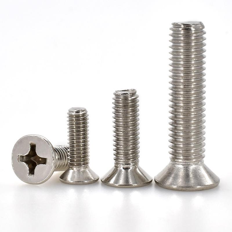 Stainless Steel Phillips Countersunk Machine Screws M2-M5, Flat Tail, Full Thread