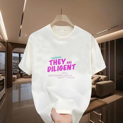 Трансграничная эксклюзивная поставка качественных товаров 100% хлопок Американская футболка с коротким рукавом Свободная Тяжелая Печать Оверсайз