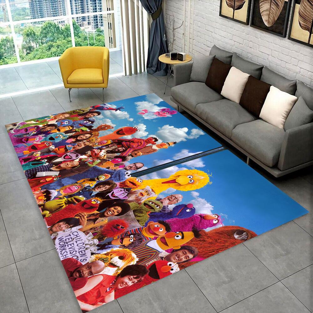 S-Sesame Street TV Cute Cartoon Carpet Rug for Bedroom Living Room Sofa Home Doormat Home Decor,Area Rug Non-slip Floor Mat Gift