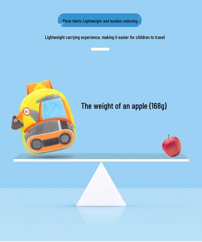 Детский плюшевый рюкзак-бульдозер-экскаватор: Милый, Прочный Школьный Рюкзак для Мальчиков и Девочек