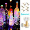 Новинка, 6 шт., 80 см, пробка для бутылки вина на солнечной энергии, медная проволока, гирлянды, лампы, уличное украшение для вечеринки