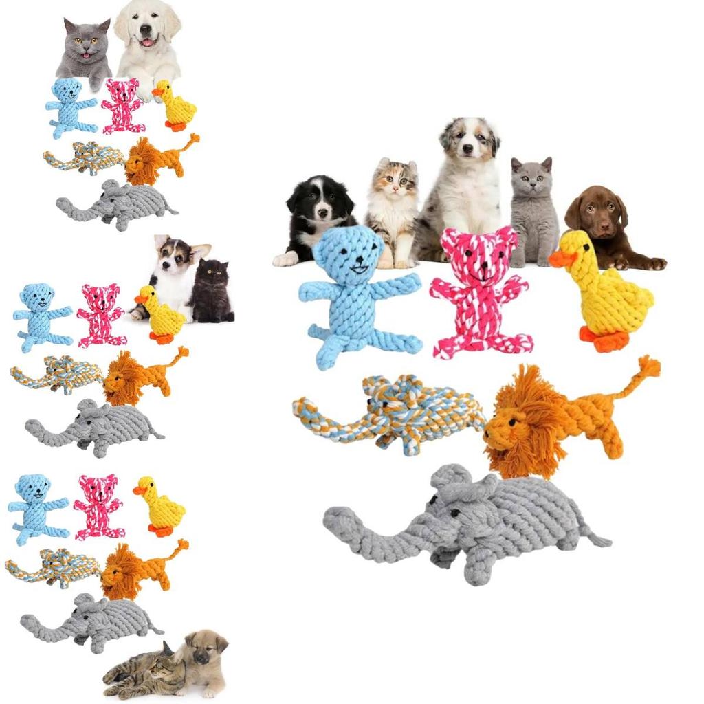 Adorable Cotton Rope Dog Toys Including Cute Yellow Duck Giraffe Moose For Chewing Dental Care And Fun Playtime Activities
