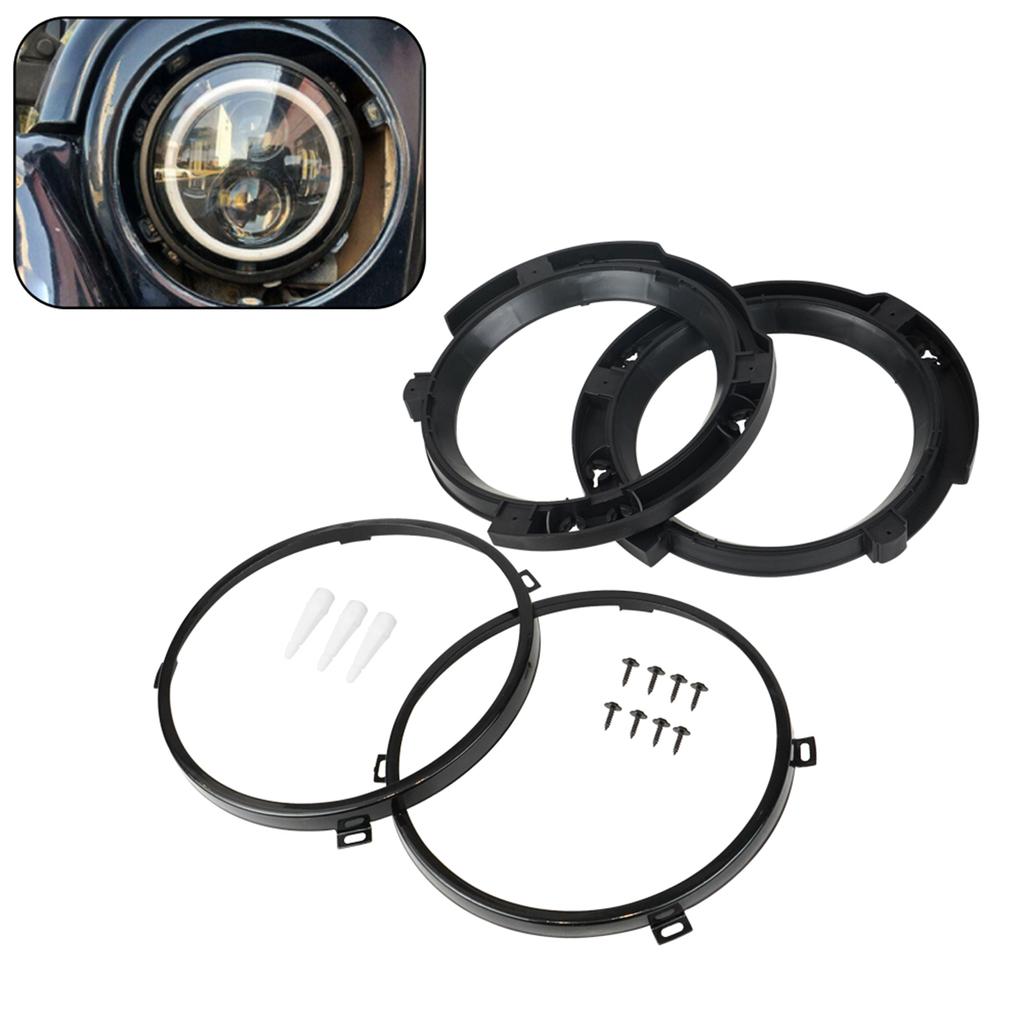 1 Pair Headlight Mounting Bracket Ring Set 7 Inch Replacement for Jeep Wrangler JK 2007-2017