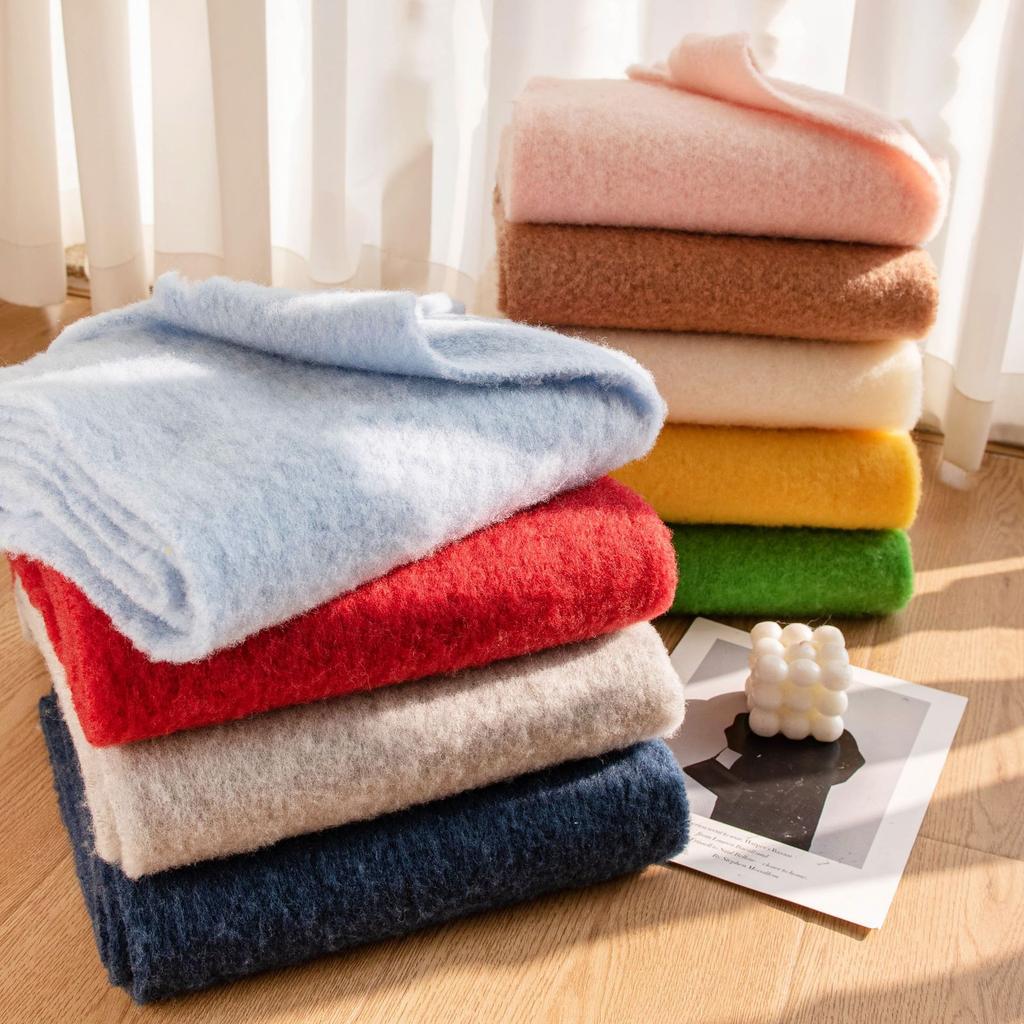 Iceland Blue Wool Scarf Autumn and Winter Solid Color Versatile Cashmere Feel Scarf for Men and Women Thickened Warm Scarf