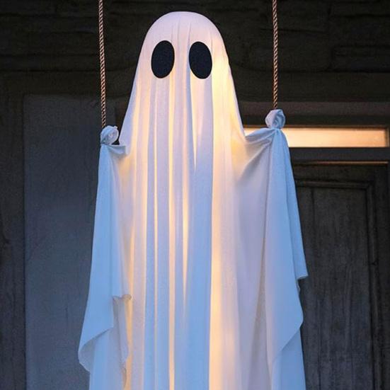 Halloween Outdoor Swing Ghost Decor 5 FT Large Hanging Swing Ghost for Front Porch Yard Tree Haunted House Party Decor