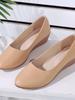 Single Shoes Women's 2025 Summer Korean Version Versatile Round Head Shallow Mouth Doudou Shoes Soft Sole Wedge Heel Shoes Mother Shoes Work Shoes