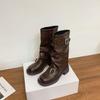 Корейские новые рукава брюки ботинки пряжка ремня модная верхняя одежда модные ботинки длинный голенище до колена толстая подошва ботинки на высокой подошве