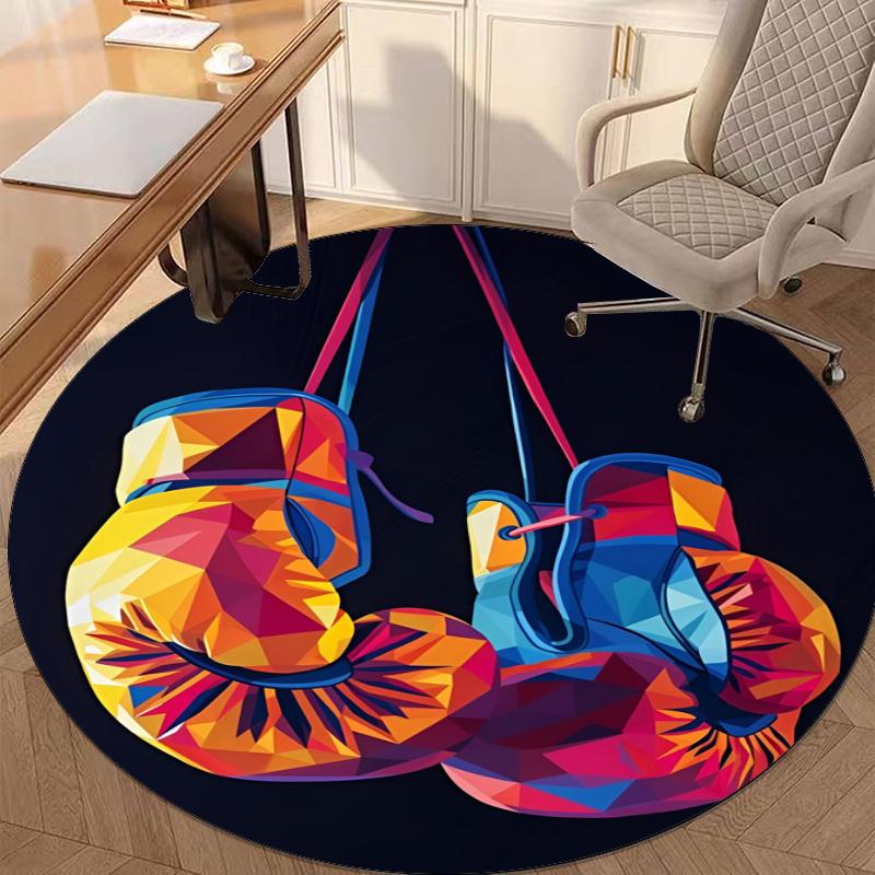boxing Printed Round Rug Carpet Chair Rug Area Rug Entryway Doormats,for Office Chair Living Room Bedroom Kitchen Room.