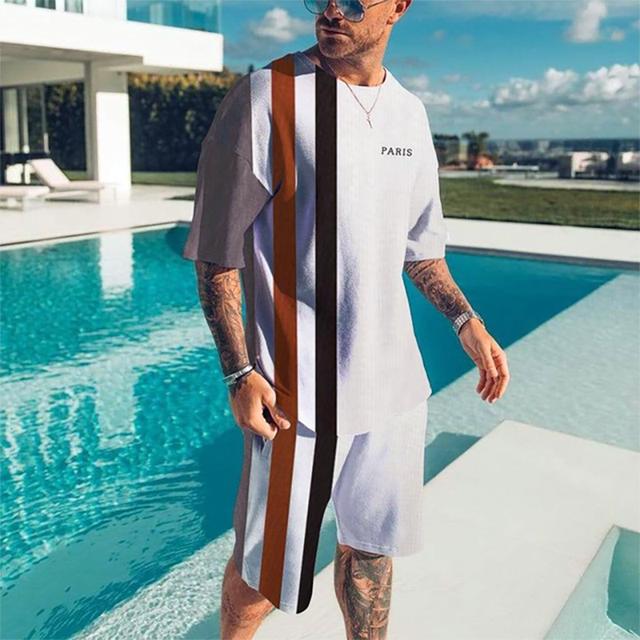 Summer Men's TracksuitTwo Pieces Sets Casual T-Shirt Beach Shorts Outfits Fashion 3D Printed Short Sleeve Male