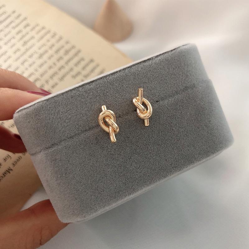 Корейские модные серьги из нержавеющей стали для женщин, трендовые серьги 2023 года золотого цвета с простым узлом, женские серьги Kpop