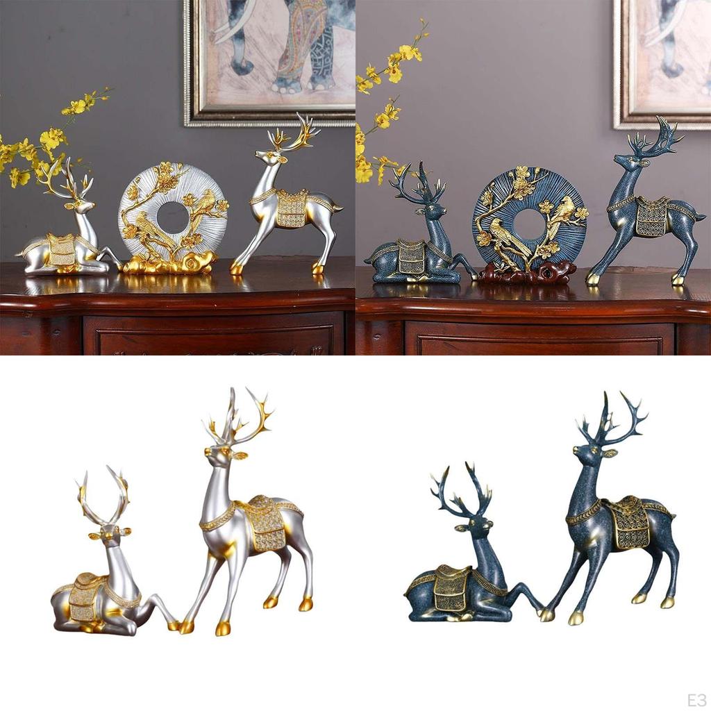 2 штуки фигурок оленей, смоляные статуэтки сидящего и стоящего оленя, скандинавская скульптура, украшения с оленями для