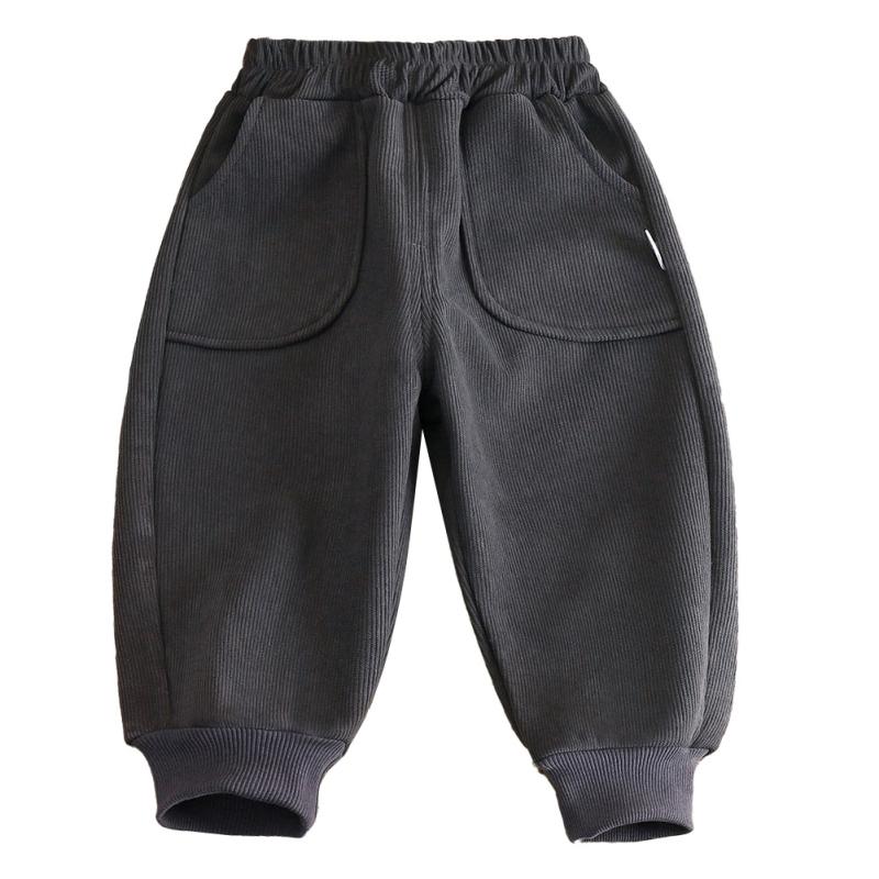 Теплые плюшевые штаны для детей 3-10 лет, свободные брюки с большими карманами