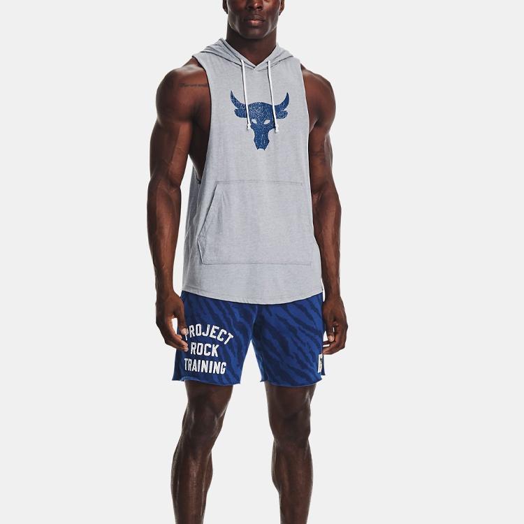 Under Armour Мужские флисовые шорты с принтом Project Rock Phantom-Blue 1377445-471