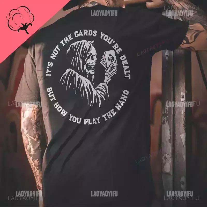 Готические футболки Harajuku Biker Skull Graphic T Shirts Men Fashion Trend Short Sleeve Tops Dark Punk Skulls Retro T Shirt Male Oversize Tee