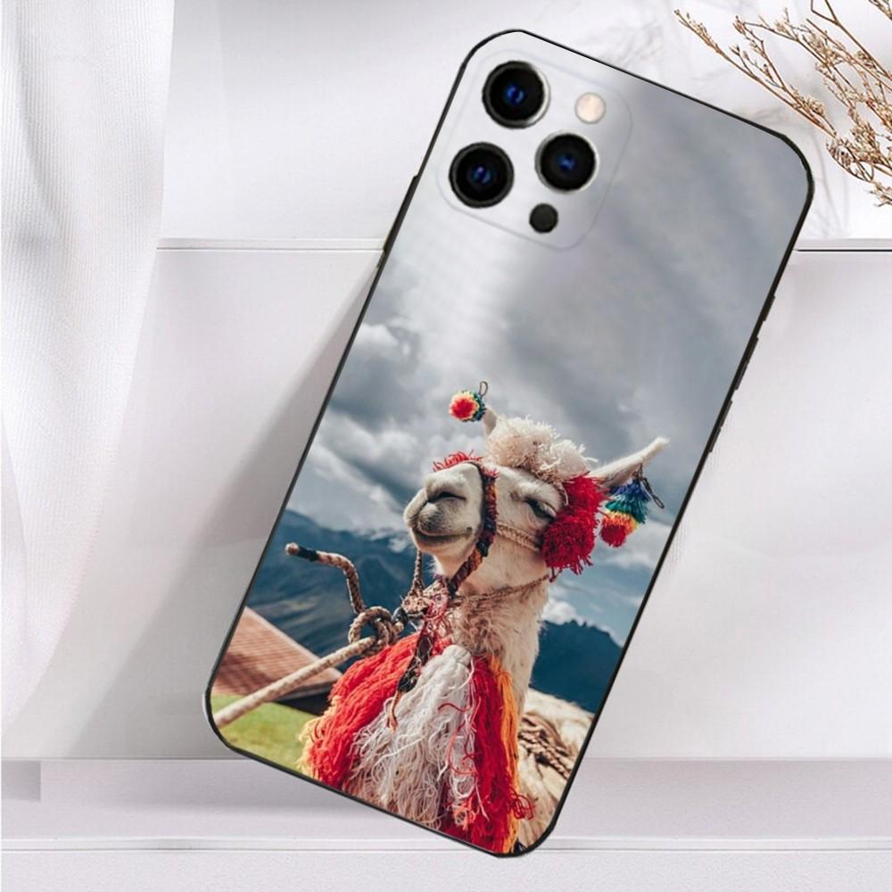 Чехол для телефона Лама Альпака для iPhone 16,15,14,13,12,11 Plus,Pro Max,XS,X,XR,SE,Mini,8,7 Мягкий Силиконовый Черный Чехол
