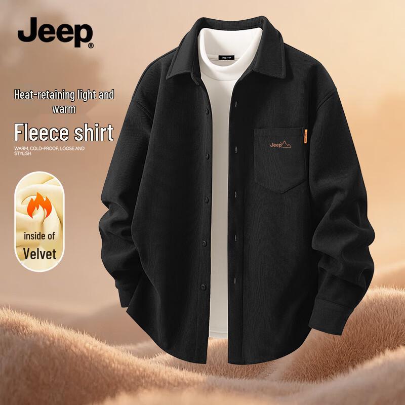 JEEP Men's Heavyweight Fleece-Lined Corduroy Shirt Jacket