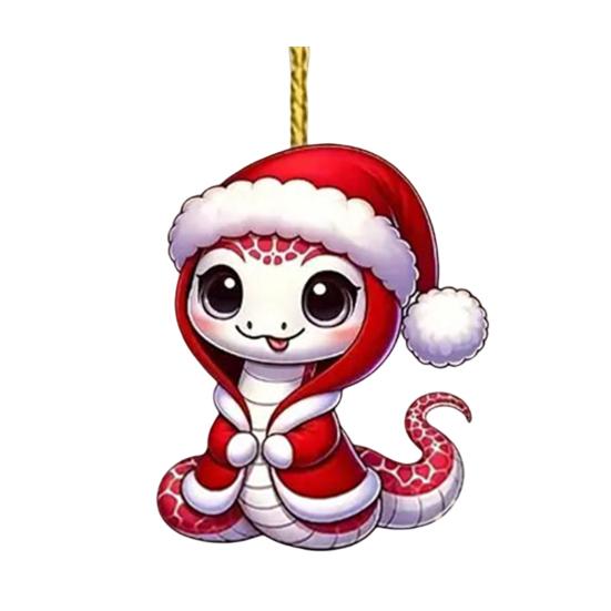 Украшение в виде змеи, мультяшная змея, подвесное украшение на рождественскую елку, красочная акриловая змея, аксессуар для заднего вида автомобиля для праздничного декора