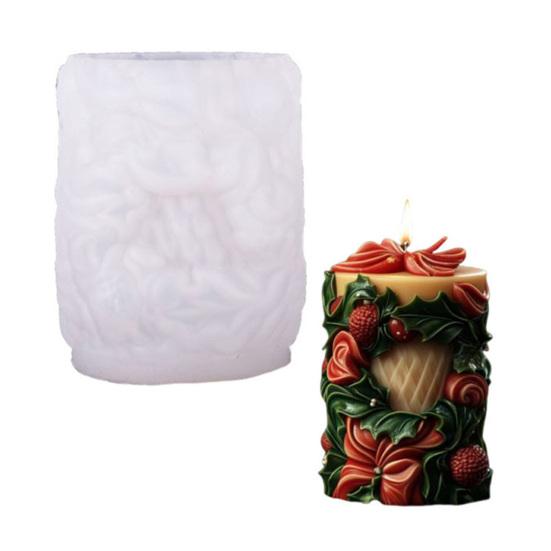 Рождественская форма для свечей 3D рельефный Санта Елка Снеговик Цилиндрическая силиконовая форма для смолы свечей мыла рукоделия торта шоколада