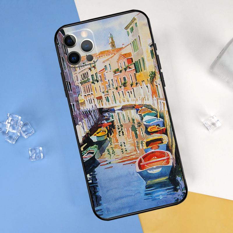 Путешествие Италия Улица Венеция Чехол для телефона Для iPhone 16 Pro Max 16e 12 13 Mini 11 14 15 Pro Max XR 15 16 Plus Защитный корпус