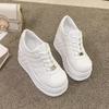 Spring/autumn High Heel Fashion Sneakers Lace-up Solid Ladies Shoes On Sale 2024 High Quality Wedges Women's Vulcanize Shoes