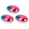3pcs Egg Shape Hair Brush Electroplating Gradient Red Blue Color Long Short Teeth Portable Hair