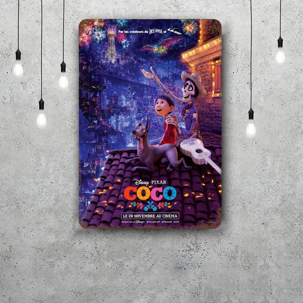 MINISO Coco Classic Poster Rusty Metal Plaque Retro Decorative Plate Bar Man Cave Garage Club Metal Sign Wall Decoration