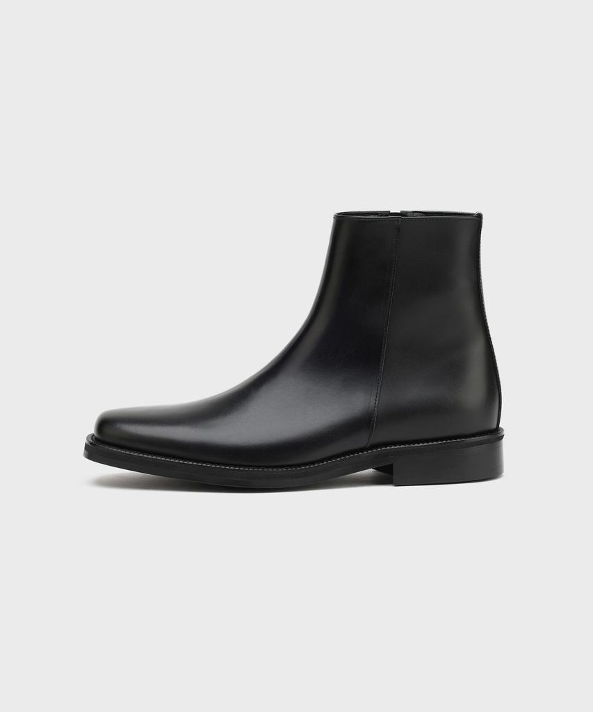 Firenze Atelier [Vibram] Minimal Semi-Square Zip-Up Boots 7430-Z [Fg Black]