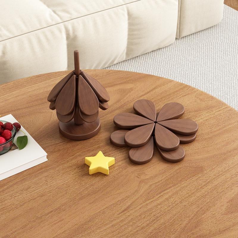 Pine and Bamboo Insulation Mat, Dining Table Decoration, a Tree and Small Tree Insulation Mat, Creative Folding Dining Plate, Tree Shape