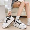 Женские кроссовки на толстой подошве, черные, белые цвета, модная однотонная женская вулканизированная обувь, повседневная спортивная обувь