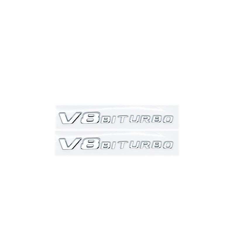 V12 BITURBO/V8 BITURBO 4MATIC+ Letter Emblem - Chrome/Black/Red Styling Fender Logo Sticker for Mercedes Benz