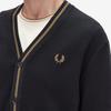 Fred Perry [Sharp] Tip Pique Texture Cardigan - Black/Shaded Stone Afpm2532654-Q27