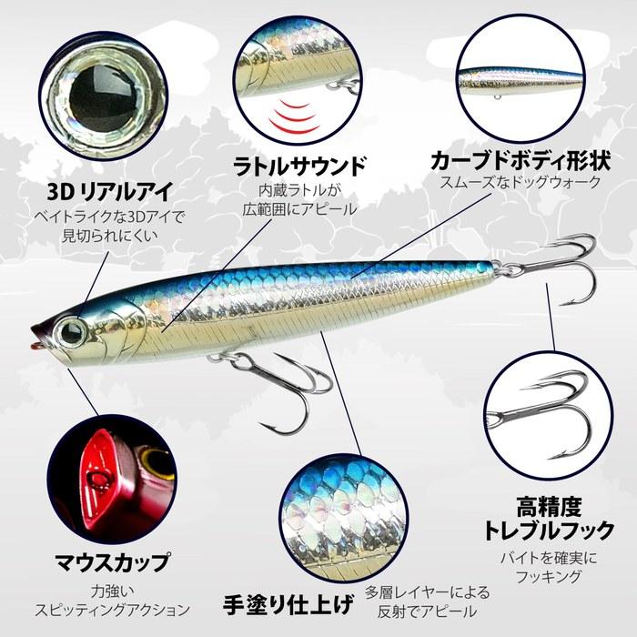 Lucky Craft Ganfish / Garnish 95NF (Non-Feather) Fishing Lure - Topwater - Bass (270 MS American Shad) GF95NF