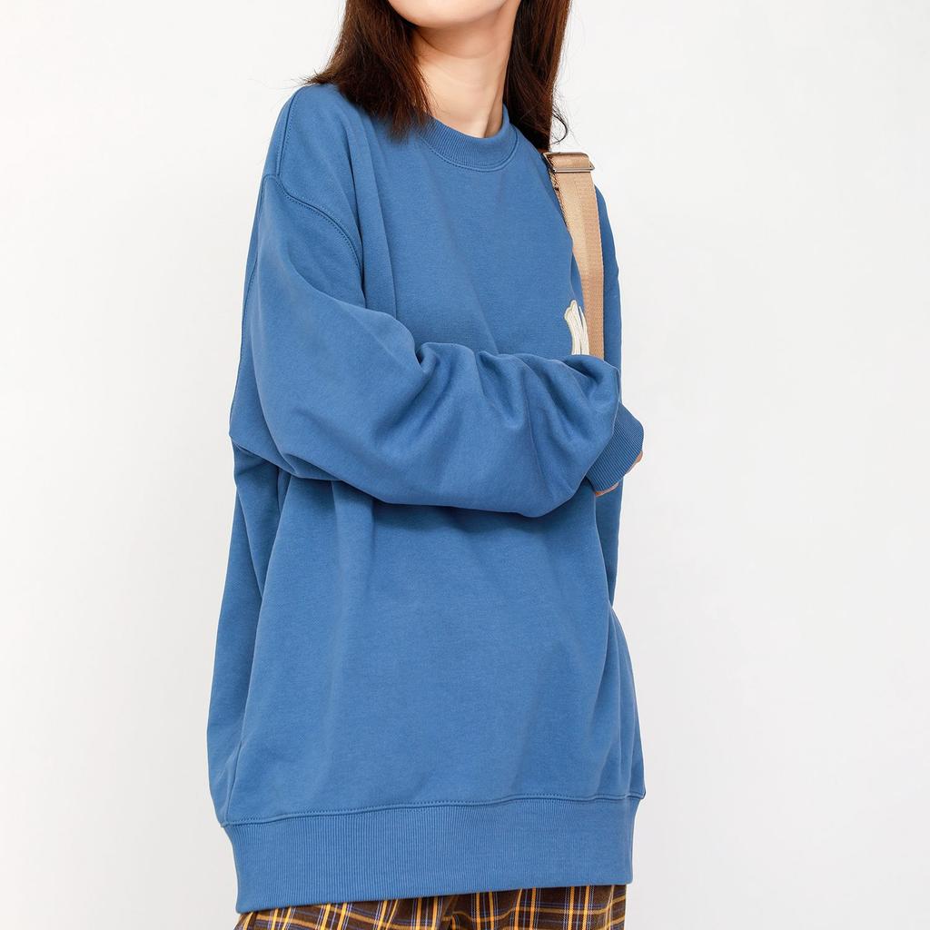 MLB Old Flower Sweatshirts Unisex Blue Crew Neck Moderate Regular 3AMTM0114-50BLD