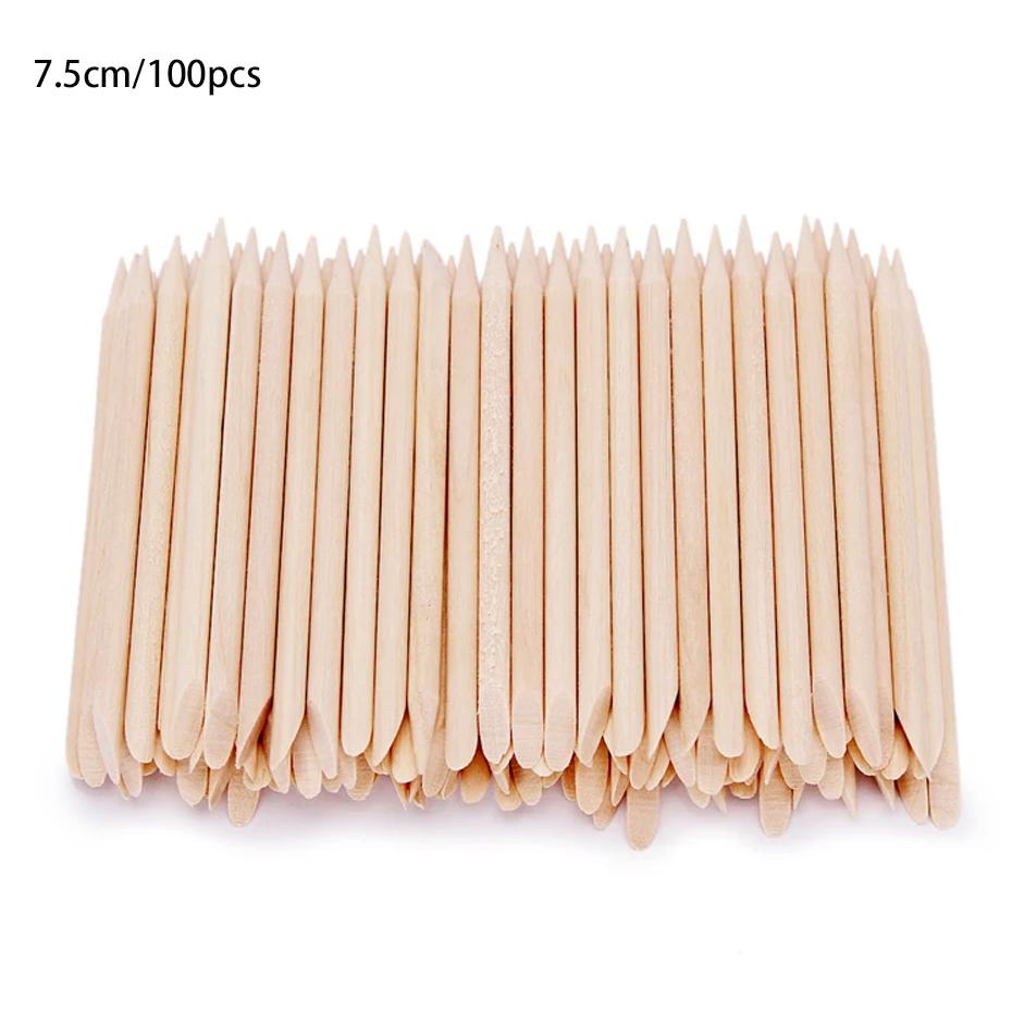 50/100 шт., палочки для ногтей из оранжевого дерева, толкатель для кутикулы, средство для удаления страз, инструменты для маникюра и педикюра